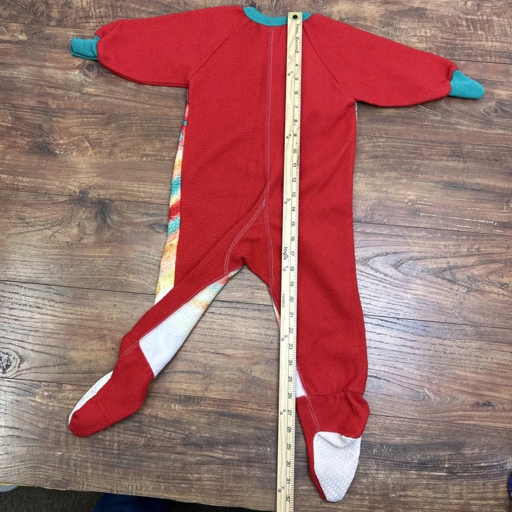 VTG 90s Looney Tunes Baby Taz 3T Fleece Sleeper Romper Red One Piece Outfit‎ USA